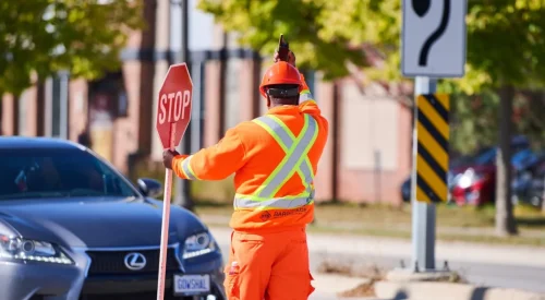 Traffic officer for construction work